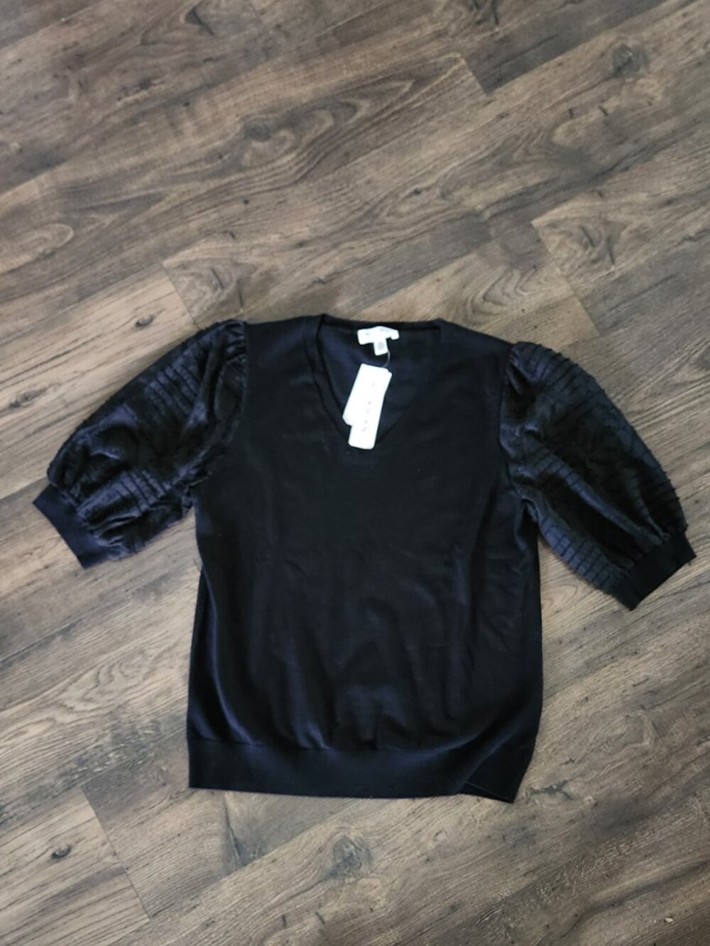 Womens Rio & Rian SS Black Knit Top - Large
